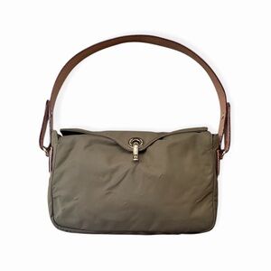 Kate Spade New York Olive Green Nylon Purse Shoulder Bag w/Leather Handle
